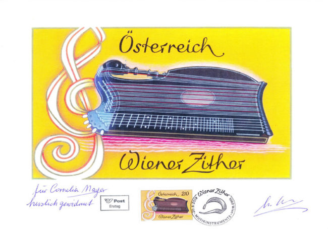 Cornelia Mayer Zitherspielerin in Wien - Sonderbriefmarke Zither