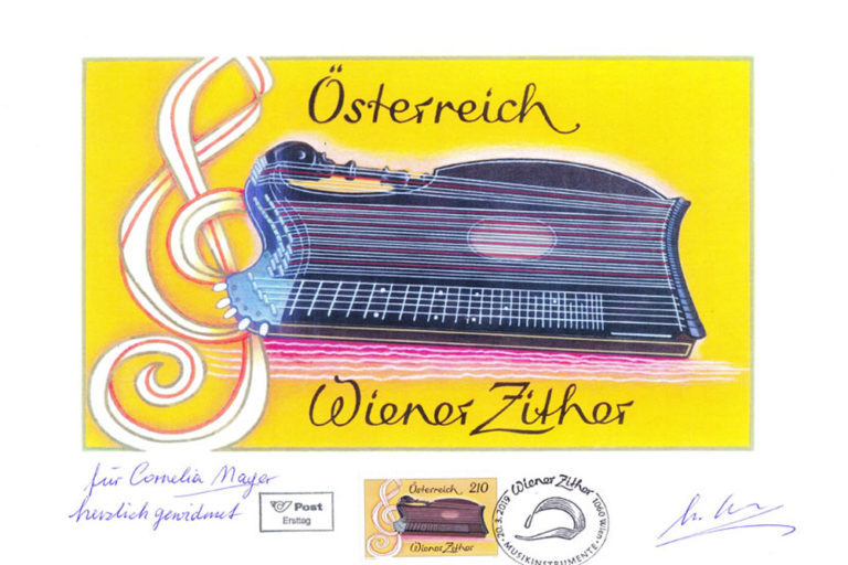 Cornelia Mayer Zitherspielerin in Wien - Sonderbriefmarke Zither