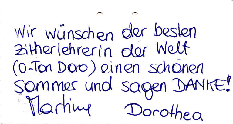 Cornelia Mayer Zitherspielerin in Wien - Feedback Unterricht